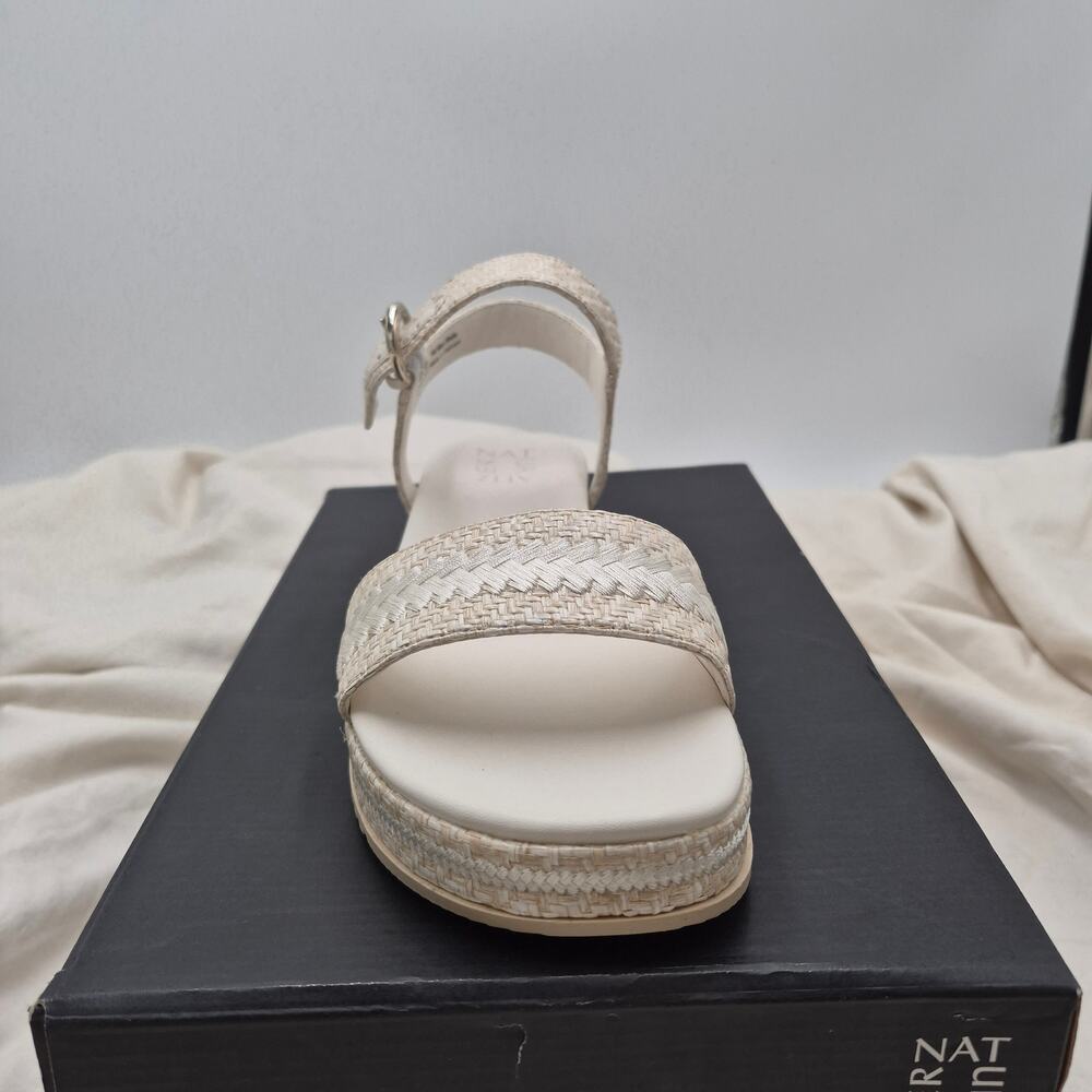 NEW Naturalizer Neila 2 espadrille platform sole wrapped raffia Sandal cream 9.5 - Picture 3 of 8